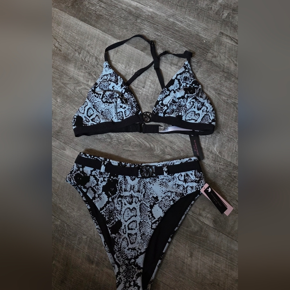 Victoria's Secret Black and White Snake Print Bikini
